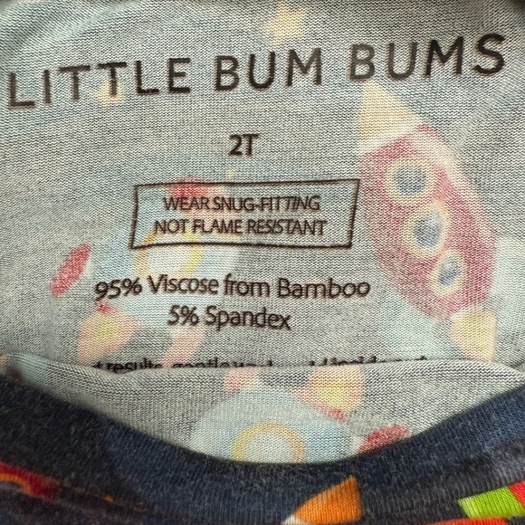 Little Bum Bums & Roses Space Jammies Bamboo Blue Rocket Pajamas 2T Toddler - Picture 2 of 3